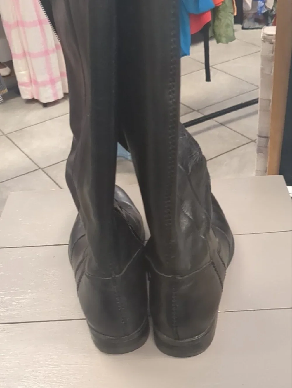 Naturalizer Black Over-the-Knee Leather Boots with Buckle